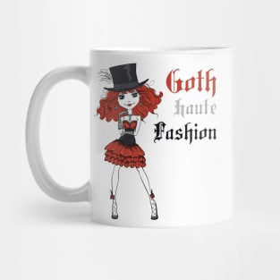 Goth girl in black dress and silk hat Mug